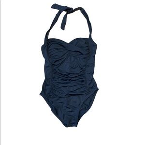 𝅺LA Blanca Classic Halter Tummy Control One Piece Bathing Suit Womens 6